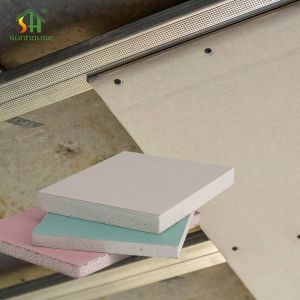 Green Color 9mm Plasterboard Sheets , Sheetrock Gypsum Board For Office Building