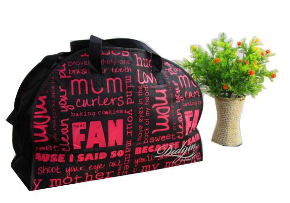 Black Binding Non Woven Carry Bag Traveling Style Zipper Double head Closing