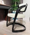 Leather Stainless Steel Modern Armrest Dining Chair Luxury Versace Design