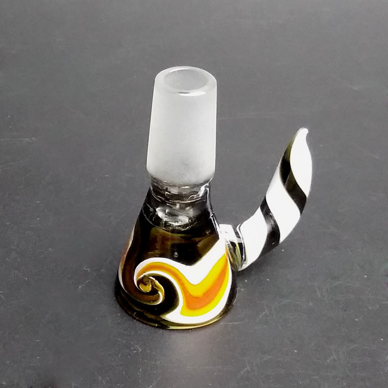14mm Male Wig Wag tobacco glass bowls / glass smoking bowl with Handle
