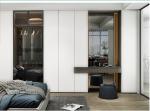 Lacquer MDF Walk In Closet Wardrobe 2400mm Height White Door Black Cabinet