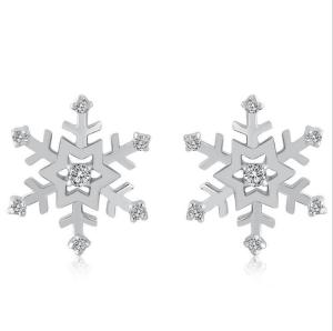 China Christmas gift dainty jewelry fashion ear piercing jewelry crystal stainless steel snowflake earrings factory
