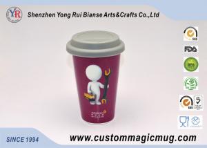 China Red Porcelain Beverage Thermos Starbucks Ceramic Travel Mug With Silicone Lids factory