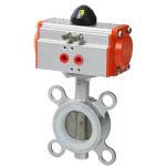 Stainless Steel Handle Pneumatic Butterfly Valve with Pneumatic Actuated