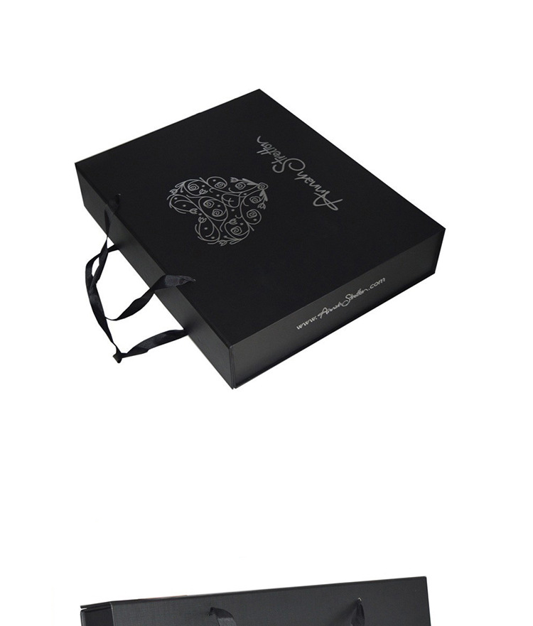 Folding Gift Packaging Box Black Carboard Foldable Gift Box With Magnetic Lid