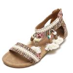 BS112 Bohemian Wedge Sandals Women 2021 Summer Ethnic Open-Toed Hanging Beads