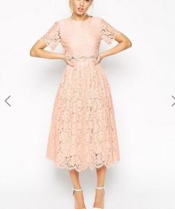 China Newest Design Women Elegant Lace Midi Dress Party Wedding Dress Hot Sale factory