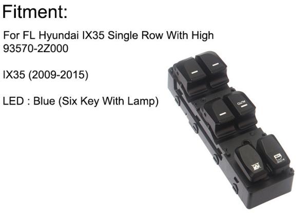 Auto Power window switch Front Left Single row high for Hyundai IX35 six key