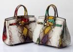 Platinum Sloping Across Single Shoulder Bag Snake Pattern Cow Leather