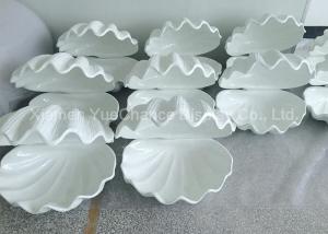 China Pearl White Color Window Display Decorations Fiberglass Sea Shell Bag Display Rack factory