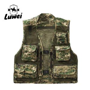 China Casual Cardigan Waistcoats Travel Camouflage Mesh Utility Photography Tactics Men Vest Mesh with Multiple Pockets factory