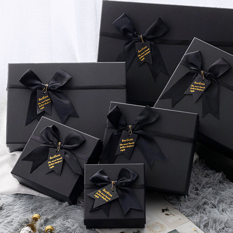 Custom Cosmetic Perfume Bottle Gift Box With Black Bow Ribbon Lid And Base Packaging