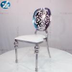 Artistic dining chair round back with flower design disassembly style stainless