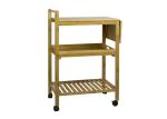 Full 86cm Bamboo Kitchen Cart Foldable Leaf 4 Flexible Wheels