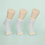 Breathable Summer Color Stripes Mens Gray Ankle Socks With Elastane Materials