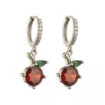 Rhinestone Crystal Fruit Earrings Contemporary 925 Silver Hoop Earrings OEM