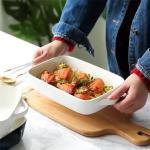 White Glaze Ceramic Baking Dishes Rectangle Shape For Hotels Restaurants