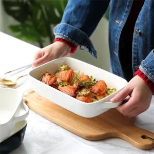 China White Glaze Ceramic Baking Dishes Rectangle Shape For Hotels Restaurants factory