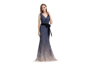 China Snow Pattern Muslim Prom Dresses , Embroidery Fabric Muslim Evening Gowns factory