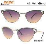 Women's fashionable sunglasses with metal frame, UV 400 Protection Lens
