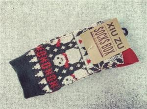 China High quality customized christmas snowman design winter acrylic cozy socks for female factory