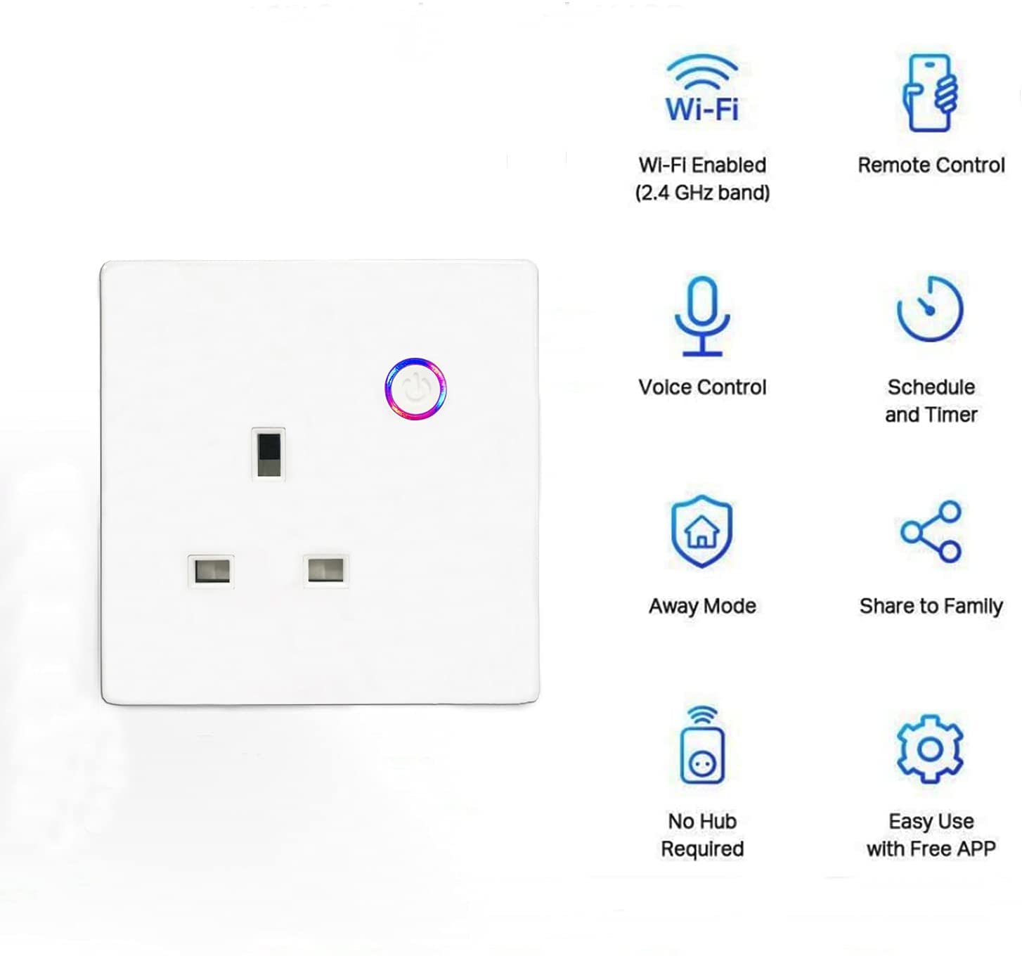 AC240V Smart Plug Socket 2.4G WiFi Tuya Smart Plug UK Fire Retardant