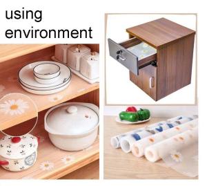 China Washable EVA Kitchen Cabinet Drawer Tool Shelf Liner with Small Chrysanthemum Pattern factory