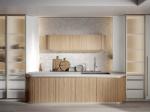 Free Design Modern Kitchen Cabinet With Glass Door Natural Oak Wood Matt Lacquer