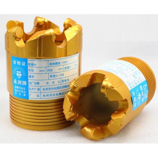 Wearproof PDC Core Bit For Pebble , 75mm Diameter PDC Drill Bit