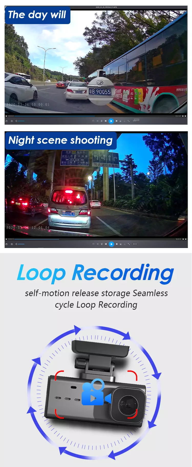 WIFI APP IPS Full Screen GPS Dashboard Camera Recorder Mirror 3.16 Inch