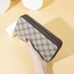 Large Capacity Long Women Leather Card Holder Wallet with Double Zipper