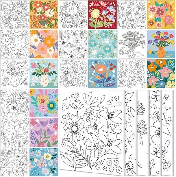 Pre Drawn Canvas Painting Kits Stretched Coloring Painting Canvas Boards With