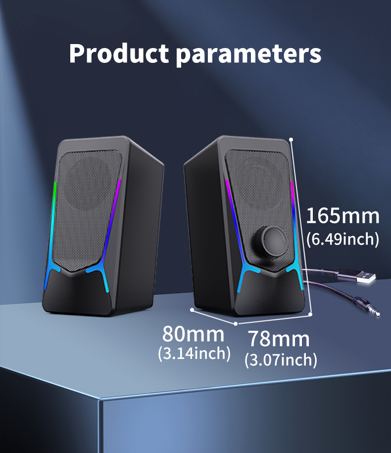 CO707 Gaming RGB Desktop Speakers 2.0 Channel USB Powered Stereo for Computer Desktop