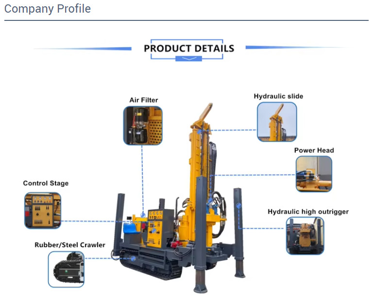Crawler Mounted Hydraulic Water Well Drilling Rig With 260m Depth