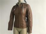 Grey Pu Leather Coat Melange Detachable Hooded Camel Tw74382