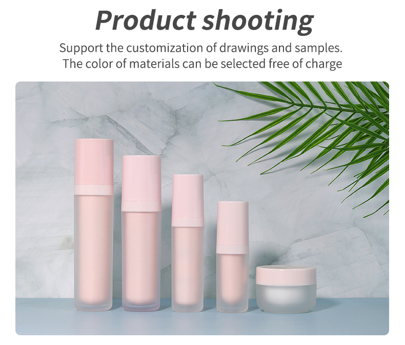 30g 50g Cream Double Walled Cosmetic Jar and Pink Lotion Spray Bottle Set Luxury Acrylic Packaging with Screen Printing