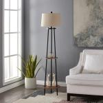 Wood Iron Large Bedroom Tripod Floor Lamp Indoor Decoration