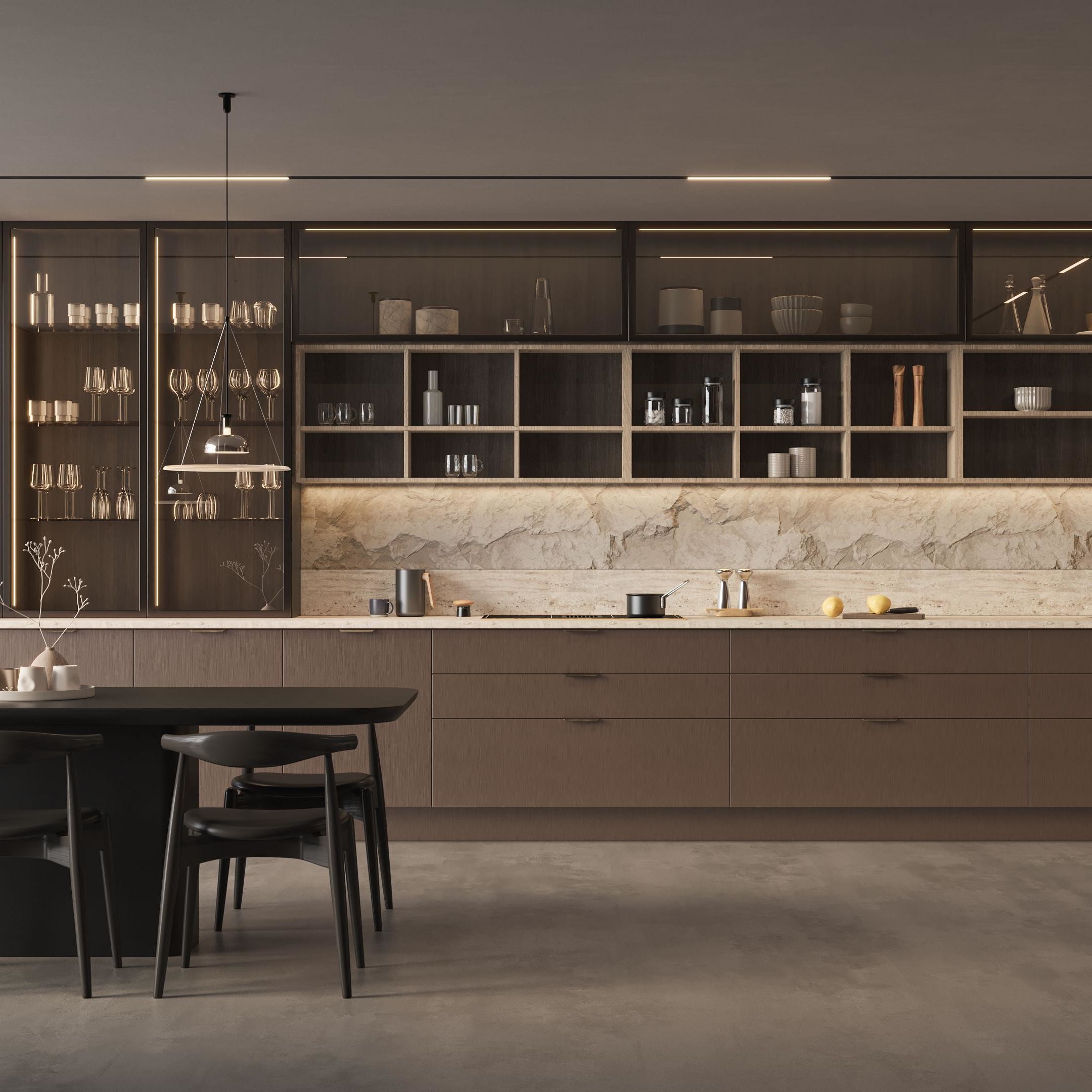 OEM New Modern Matte Finished Luxury Villa Lacquer Kitchen Cabinets