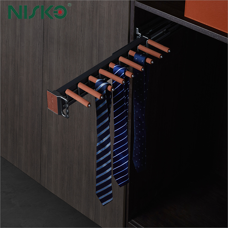 China Pull out Soft-closing Side Mounted Closet Ties Rack factory