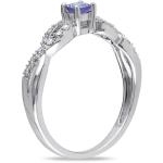 1.5 Carat Natural Tanzanite Engagement Ring In18K White Gold Plating Over Silver