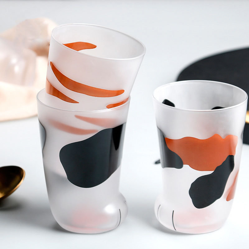 Cat Paw Print Coffee Drinking 260ml Personalized Glass Cup