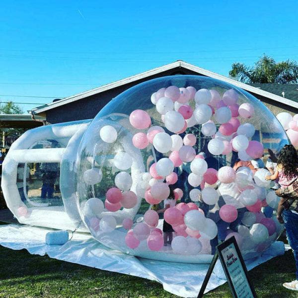 CE approved blower air pump transparent PVC material kids play bubble balloon