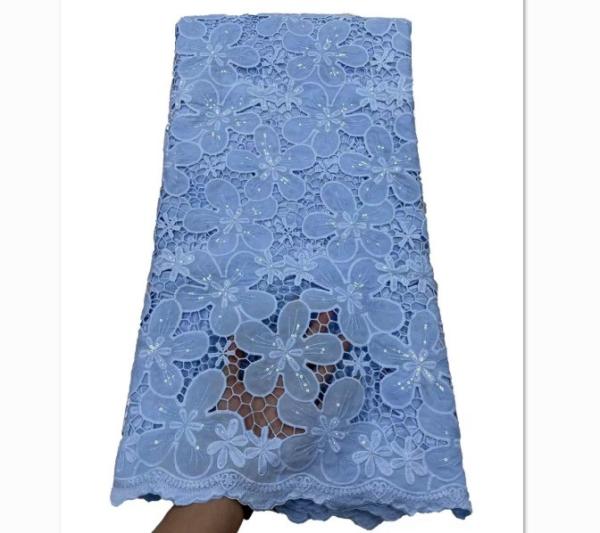 Supoo Swiss Lace Cord Sky blue Lace Fabric Guipure Water Soluble Fabric African