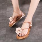 S067 Sandals women 2020 summer leather shrink buckle retro handmade three