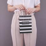 Custom Private Logo Printed Stripe Kraft Paper Bag for Business Shopping Custom