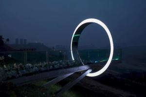 China Circle Moon Gate Outdoor Garden Sculptures Polished Stainless steel Customized factory