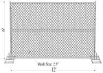 ''Genius Youth" 6ft x 12ft temporary chain link fence 1 5/8" tube thick 16ga