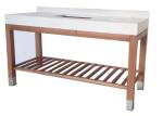 Teak wood finish wooden hotel bathroom vanity/bathroom cabinet with wood slats