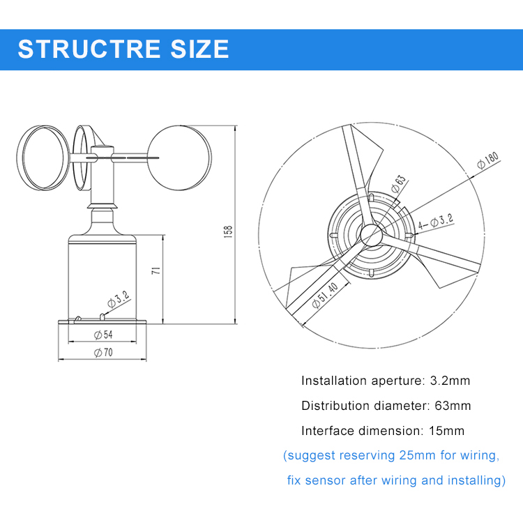 GPRS Output Wind Speed and Direction Sensor for Agriculture Data Collection System