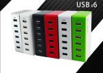 Fast 100 V - 240 V Multi USB Travel Charger Circuit Protection With 6 USB Ports